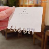 ? เครื่องประดับ S925 silver needle suit small stud earrings ear clip light delicate zircon love luxury niche senior suit earrings earrings