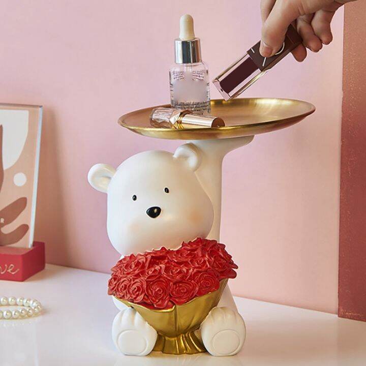 creative-white-bear-sculpture-statue-storage-tray-snacks-candy-fruit-keys-and-sundries-storage-tray-decoration-craft