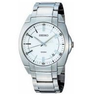 Karnvera Shop นาฬิกาข้อมือชาย Seiko Analog Business Quartz Silver Mens Watch SGEB49P1