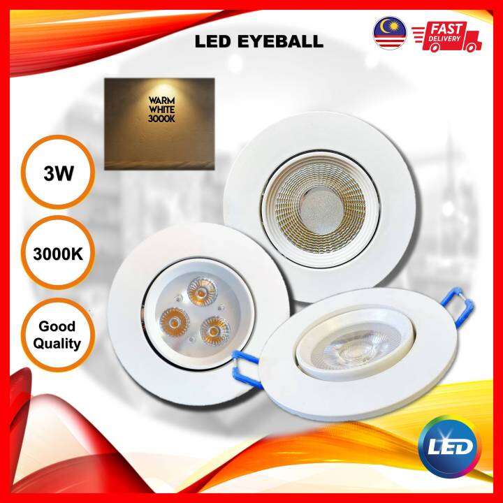 Eyeball Recessed Spotlight Downlight LED Energy Saving 3 Eyes COB 3W ...