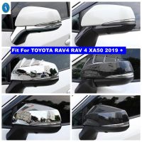 ฝาครอบแผ่นประดับตกแต่งกระจกมองหลังสำหรับ TOYOTA RAV4 RAV 4 XA50 2019-2023โครเมี่ยม/คาร์บอนไฟเบอร์อุปกรณ์ตกแต่งภายนอก