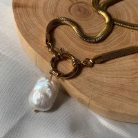 Baroque pearl pendant necklaces stainless steel statement necklace for women bohemia summer elegant jewelry waterproof handmade