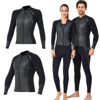 【 Cw】 Wetsuit สุดยอด3มม.2มม.1.5มม.Neoprene แจ็คเก็ตเสื้อซิปขึ้นแขนยาวชุดดำน้ำสำหรับว่ายน้ำดำน้ำดูปะการังดำน้ำท่อง