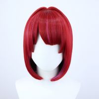 【LZ】✿  Moda peruca curta sintética reta cabelo vermelho com franja para festa carnaval halloween game show traje com tampa livre