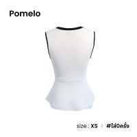 Pomelo เสื้อแขนกุดตัดขอบดำระบาย D034-6