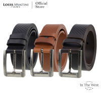 Louis Montini Classic Belt เข็มขัดหนังวัวฟลูเกรนพิมพ์ลายเฉียง เข็มขัดหนังแท้ เข็มขัดผู้ชาย รุ่น MGN170