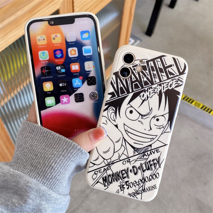 เคสสำหรับ-iphone-11-12-13-pro-max-6-6s-7-8-plus-xr-xs-max-luffy-อะนิเมะเรื่องวันพีชขอบตรง-ace-hancock-ซิลิโคนนิ่มกันกระแทกการป้องกันเต็มรูปแบบ-tpu-เรียบง่ายสีด้าน