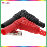 MREDL 2PCS RED + Black 4mm MALE Right Angle ฉนวนกันความร้อน Banana plug มัลติมิเตอร์ทดสอบ