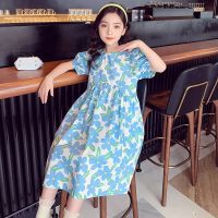 Summer Girls Floral Dress 2023 New Big Children Short Sleeved Dresses Kids Loose Vestido Teen Tops Clothing