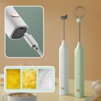 Rechargeable Handheld Foamer High Egg Speed Electric Milk Frother Foam Maker Mixer Coffee Drink Frothing Wand USB2 In 1 Portable