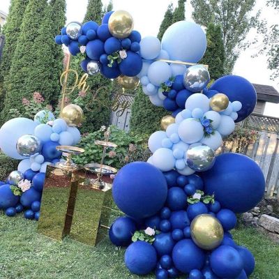Noble Dark Blue Macaron Blue Balloons Garlands Silver Gold Balloon Arch for Birthday Baby Shower Anniversary Party Decor