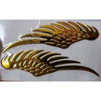 1pair Car Auto Motorcycle Body Sticker 3D Eagle Angel Wings Badge Style Decals Silver/Gold 12.7x3.3CM