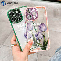 JieHai สำหรับ iPhone 14 13 12 11 Pro Max PLUS แฟลชเจาะ ZY08สองดอกไม้แฟชั่นเคสโทรศัพท์