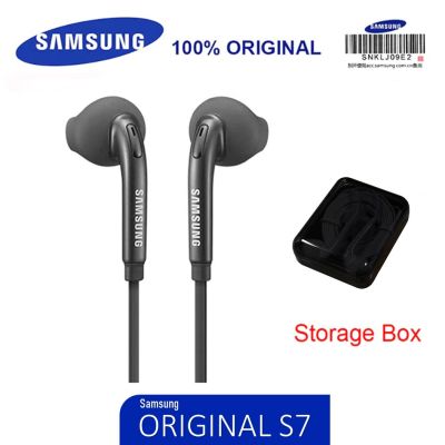 หูฟังSamsung S7 สายแบน สีดำ Earphone Samsung+ซิลิโคนหูฟัง 1 คู่ หูฟังซัมซุง ทนทาน หูฟังแท้100%
