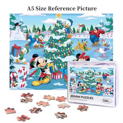 Disney1 Together Time Christmas At The Skating Pond Wooden Jigsaw Puzzle 500 Pieces Educational Toy Painting Art Decor Decompression toys 500pcs