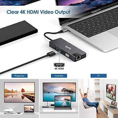 ikling-usb-c-hub-9-in-1-usb-c-adapter-with-4k-usb-c-to-hdmi-vga-gigabit-ethernet-100w-pd-2-usb-3-0-sd-tf-card-reader-usb-c-dock-compatible-with-macbook-pro-macbook-air-and-more-type-c-device
