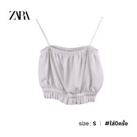 Zara เสื้อครอป สายเดี่ยว เอวสม็อค W001-47