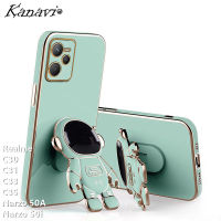 Kanavi เคสโทรศัพท์แฟชั่น Electroplated กับนักบินอวกาศยืนสำหรับ Realme C30 C33 C31 C35 Narzo 50A Narzo 50i Narzo ซิลิโคนกันกระแทกเคสโทรศัพท์มือถือ