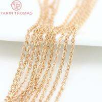 【YF】☢❦  (4295)2Meter width:1.5MM 2MM Gold Color Flat Oval Chains Necklace Jewelry Accessories