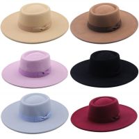 9Cm Wide Brim Bowknot Bowler Hat Fedoras Ladies Elegant Retro British Woolen Jazz Hat Autumn Winter Solid Color Panama Hat