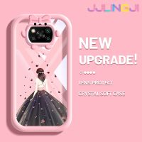 Jlingji เคสสำหรับ Xiaomi POCO X3 Poco X3 NFC Poco Pro X3สวยลายเจ้าหญิงสาวสวยรูปแบบ Bowknot ปลอกนิ่มกันกระแทกทนต่อการขัดถูเคสโทรศัพท์โปร่งใส TPU ซิลิกาเจลเลนส์กล้องถ่ายรูปฝาครอบป้องกัน