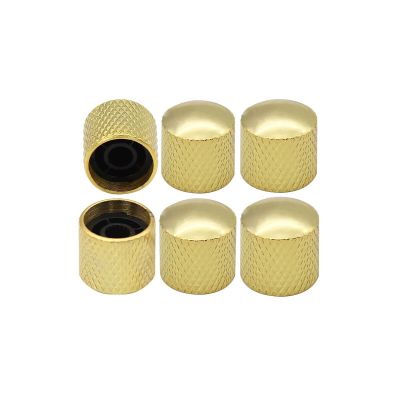 FLEOR 6PCS Dome Metal Knob Gold Speed Control Knobs Potentiometer Knobs 6mm for Electric Guitar Bass Guitar Bass Accessories