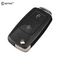 KEYYOU 10ชิ้นล็อต2ปุ่มรีโมทพลิกพับรถ Key Shell สำหรับ VW Volkswagen Jetta Golf Passat Beetle ไม่มีใบมีด