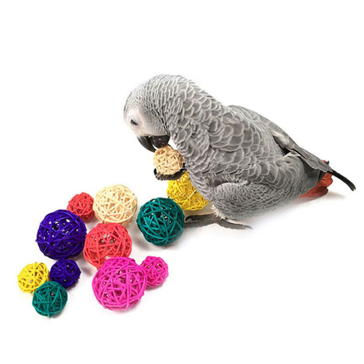 ruyifang-กรงเล็บนกสัตว์เลี้ยงสีสดใสหวายชิงช้านกแก้วของเล่นเคี้ยวกรงลูกบอลนกแก้ว