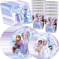 ✱☊☼ Frozen Anna Elsa Princess Birthday Party Decorations Snow Queen Disposable Tableware Set Baby Shower Kids Girls Party Supplies