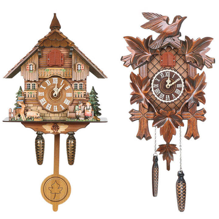 BUJUE Retro Quartz Handcraft Wooden Coo Coo Cuckoo Clocks Chime Alarm