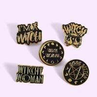 Custom Witch 39;S Black Crystal Ball Enamel Pin Tarot Pentagram Magic Hat Moon Badges Gothic Punk Jewelry Gift for Friend Wholesale