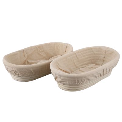 2Pcs 25Cm/10 Inch Bread Basket Rattan Proofing Basket Liner Round Oval Fruit Tray Dough Food Storage Container