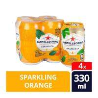 San Pellegrino Fruit Beverage Aranciata 330 ml น้ำผลไม้อัดแก๊สธรรมชาติ รสส้ม ซานเพลิกริโน่ ขนาด 330ml 4 กระป๋อง