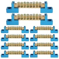 ☋✁✑ 8 Terminal Bus Bar Terminal Block 10 Pack Brass Wire Screw Terminal for Car Boat Marine Ground Power Distribution