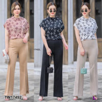 B17492 Set #สาวอวบ 2 ชิ้น เสื้อพิมลาย + กางเกงขายาว Set #chubby girl 2 pieces: printed shirt + long pants