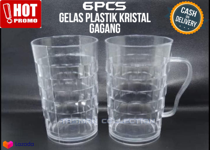 6 Pcs 1 Lusin 12 Pcs Gelas Plastik Kristal Gagang Gelas Minum Gelas Plastik Gelas 8799