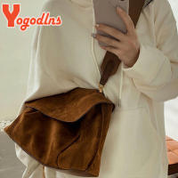 Yogodlns Autumn Winter Fleece Shoulder Bag Female Frosted Leather Crossbody Bag Retro Crossbody Bag Large Capacity Messenger Bag