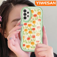 YIWESAN เคสปลอกสำหรับ Samsung Galaxy A04s A13 5G ลายดอกไม้แฟชั่นสีสันสดใสลายคลื่นขอบป้องกันเลนส์กล้องเคสโทรศัพท์แบบใสนิ่มเคสกันกระแทกเคสโปร่งใสซิลิโคน