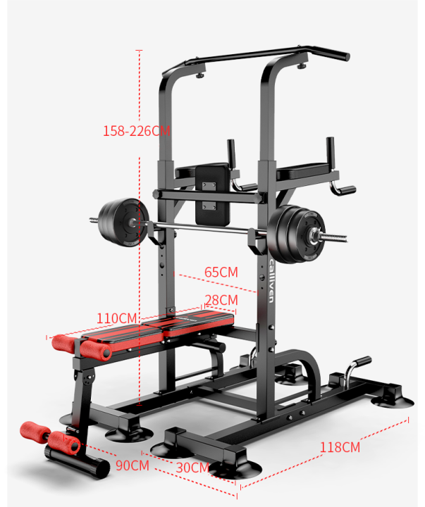 บาร์โหนตั้งพื้น-ม้านั่งยกน้ำหนัก-pull-up-stand-สำหรับออกกำลังกาย-บาร์โหนดึงข้อ-บาร์โหนตั้งพื้น-สีดำแดง