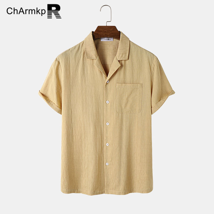 [Perfectly] ChArmkpR Men's Clothing Fashion Men Shirt Textured Lapel ...