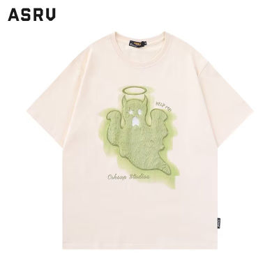 ASRV เสื้อยืดผู้ชาย เสื้อผ้าผู้ชาย t shirt for men เสื้อยืดเสื้อคอคลมแขนสั้นฤดูร้อนสำหรับผู้ชายเสื้อยืดคู่พิมพ์ลายผี Ins