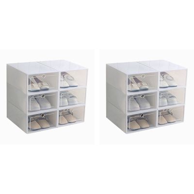 6-Piece Candy Color Shoe Box, Transparent Plastic Shoe Storage Box, Shoe Cabinet Storage Drawer Rectangle