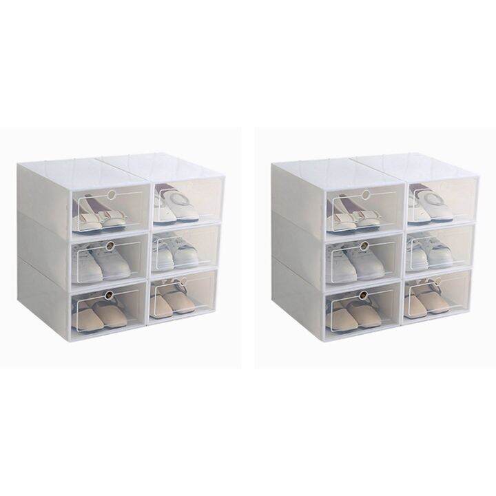 12-piece-candy-color-shoe-box-transparent-plastic-shoe-storage-box-shoe-cabinet-storage-drawer-rectangle-white