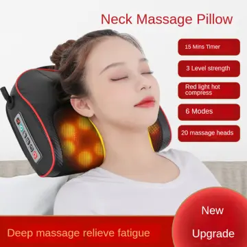 Electric Neck Massage Pillow Shoulder Cervical Vertebra Massager Red Light  Heating Back And Waist Kneading Shiatsu Body Relax