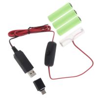 LR6 AA AAA Battery Eliminator Type C/USB Power Supply Cable Replace 1-4pcs 1.5V AA AAA Battery for Radio LED Light Fan Toys