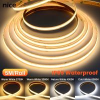 5MRoll IP65 Waterproof COB Strip LED Light 480 Ledsm DC 12V 24V Flexible 8mm Strip Tape for House Lighting DC Female Male Plug