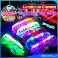 H.S. แว่นตาเรืองแสง ""มีหลอดไฟ LED"" สีเรืองแสง แว่นตาเรืองแสง คริสต์มาส ส่งฟรี Luminous glasses