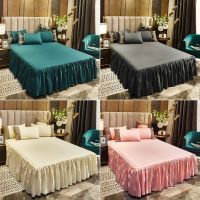 ๑ Unimont Light Luxury Bed Skirt Bedspread Queen King Size Bedsheet Soft Bed Cover (Pillowcase Purchase Separately)