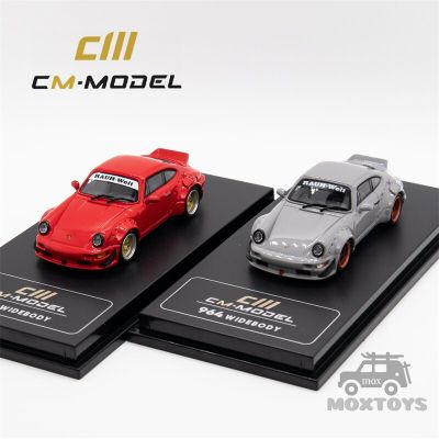 CM MODEL 1:64 RWB 964 W/Extra Wheels &amp; Spoiler Cement Grey / Red Diecast Model Car