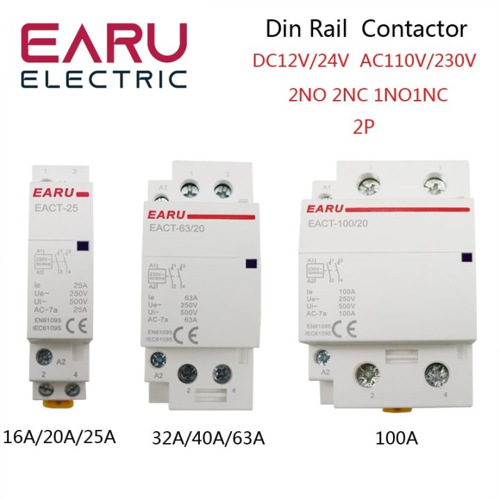2p-16-100a-ac-110v-220v-50-60hz-din-rail-household-ac-modular-contactor-switch-controller-2no-2nc-1no-1nc-diy-smart-home-hotel
